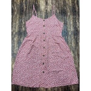 Pink Rose Animal Print LARGE 2 Pocket Button Tank Dress